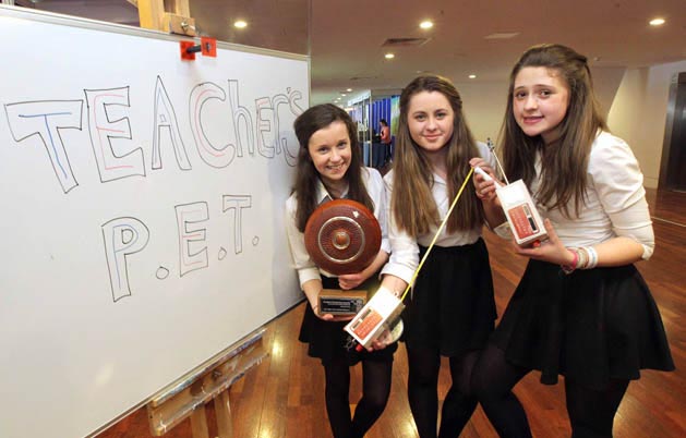 Intermediate Category Winners Leah Barry, Aine Upton and Muireann Ni Tobin Gaelcholaiste Ui Chonba, Newcastlewest, Co. Limerick. Teacher’s Pet.