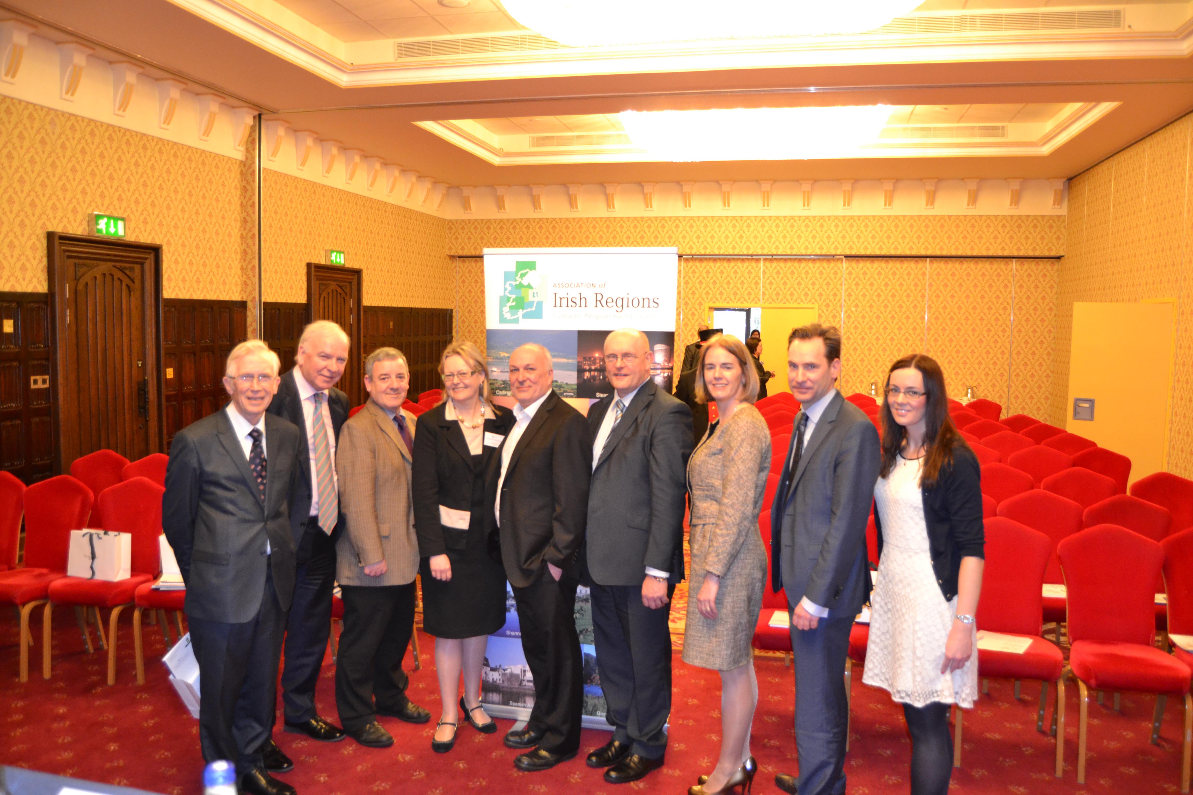 Speakers at the Association of Irish Regions Conference 2014
L-R: Mr. Donal Connolly, Waterford Festival of Food; Mr. Tom Hayes, Enterprise Ireland; Mr. Sean Burke, FP7 Enterprise Ireland;&nbsp; Ms. Breda 