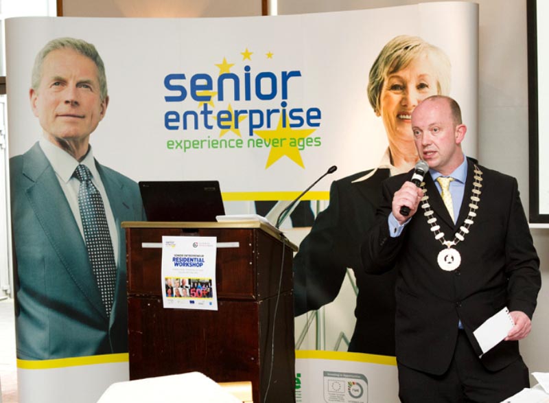 Cllr. Micheál Nolan, Cathaoirleach Mid-East Regional Authority addressing the delegates attending the Senior Entrepreneur Workshop in Killeshin Hotel, Portlaoise