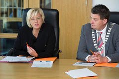 Ms. Corina Crețu, European Commissioner for Regional Policy and Cllr. Damien Geoghegan, Cathaoirleach, Southern Regional Assembly.