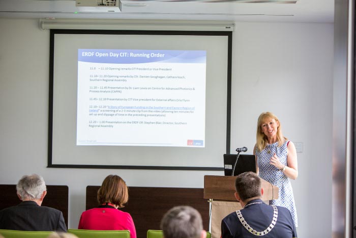 #EU in my Region Open Days Project visit to the ERDF co-funded CAPPA centre, Cork Institute of Technology. Ms Derville Brennan, Research & Communications Officer, presenting on the benefits of ERDF fu