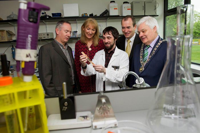 #EU in my Region Open Days Project visit to the ERDF co-funded MiCRA centre, Institute of Technology Tallaght. (L to R) Jack McDonnell, Industrial Liaison Manager, IT Tallaght; Derville Brennan, SRA;