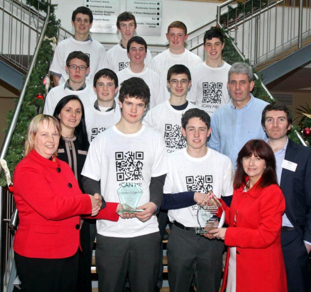 Best Sales Technique & Best Overall Company Awards,St. Colman’s Fermoy
Emer Howard, NCED;Jennifer Feeney,Fermoy Opticians;Dan Fisher,We-X-Sell;Cathal Leahy,We-X-Sell;Pat Cashman ,Teacher;Joan Kelleher