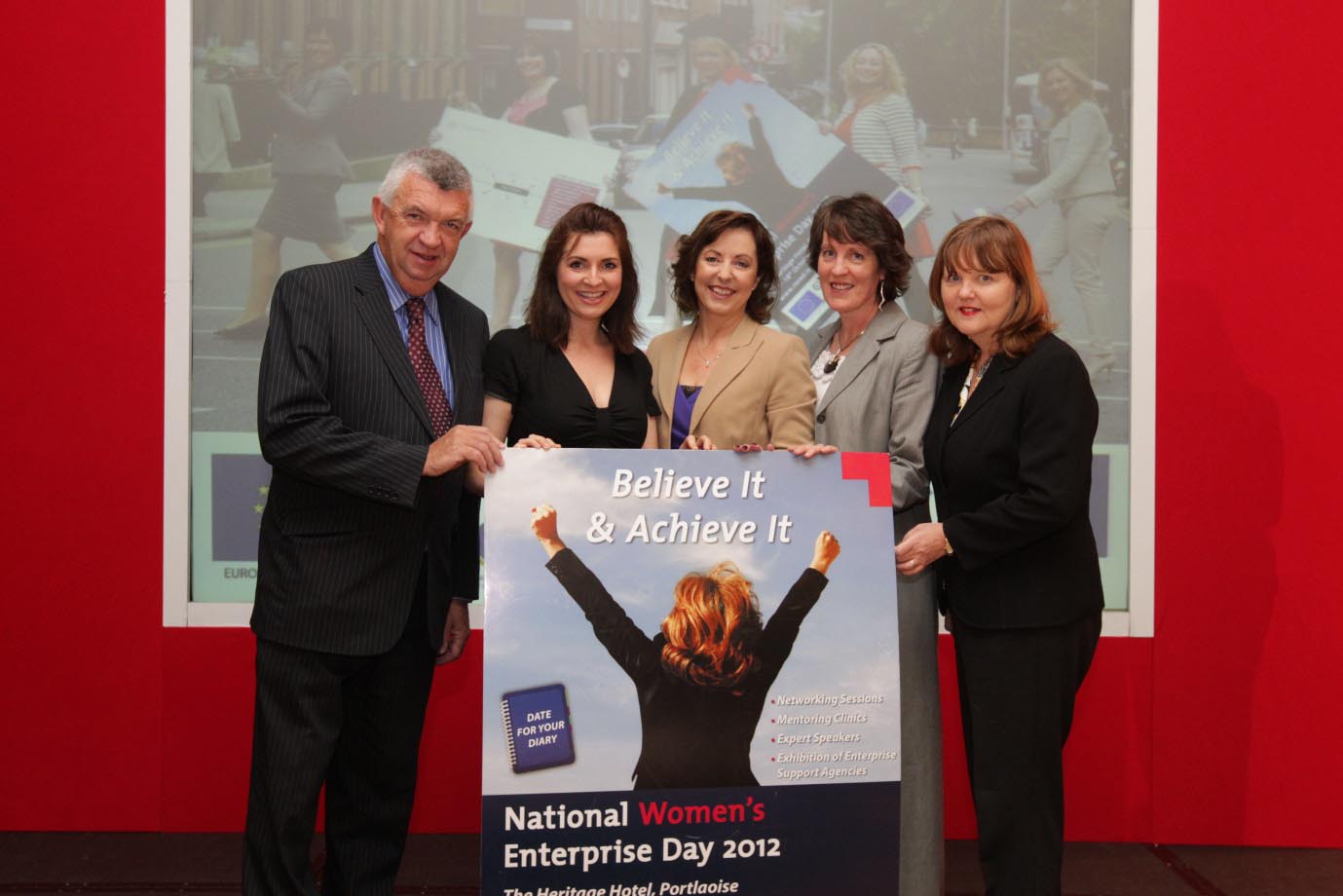 National Womens Enterprise Day
Eamon Ryan,County and City Enterprise Boards (NWED organiser);TV3 presenter Colette Fitzpatrick (NWED facilitator);Orlaith Carmody ,Mediatraining.ie (NWED Speaker;Linda