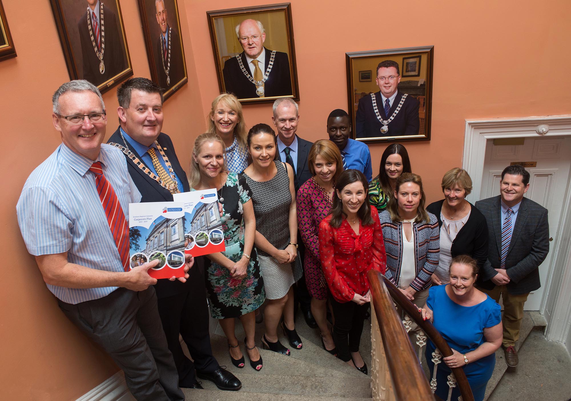 Staff and Cllr. Damien Geoghegan at the launch of the Assembly’s Corporate Plan 2015-2019 in Assembly House on Friday 8th July