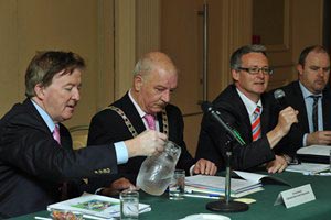 Mr John Perry T.D.; Cllr Tomás Breathnach, Cathaoirleach S&ERA; Mr Stephen Blair, Director S&ERA; at the Annual Conference 2012