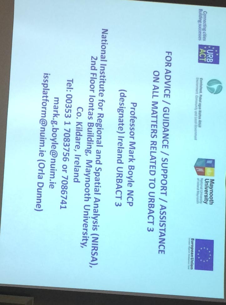 Contact details for Ireland National Contact Point for URBACT III